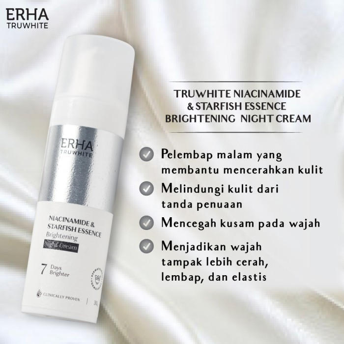 ERHA Paket Pemutih Wajah 3 Pcs - Truwhite Brightening Day Cream, Night Cream, C Serum