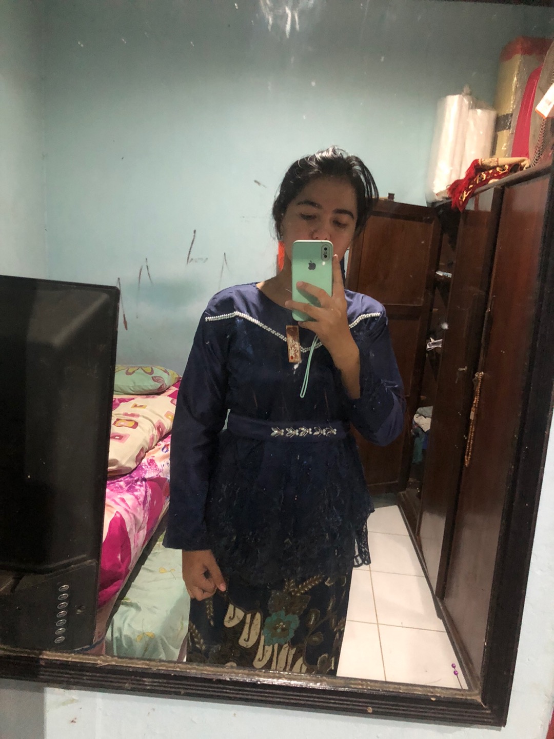 New Arrival !!! Shopashop Solo Batik Kebaya Couple Indigo Aplikasi Payet