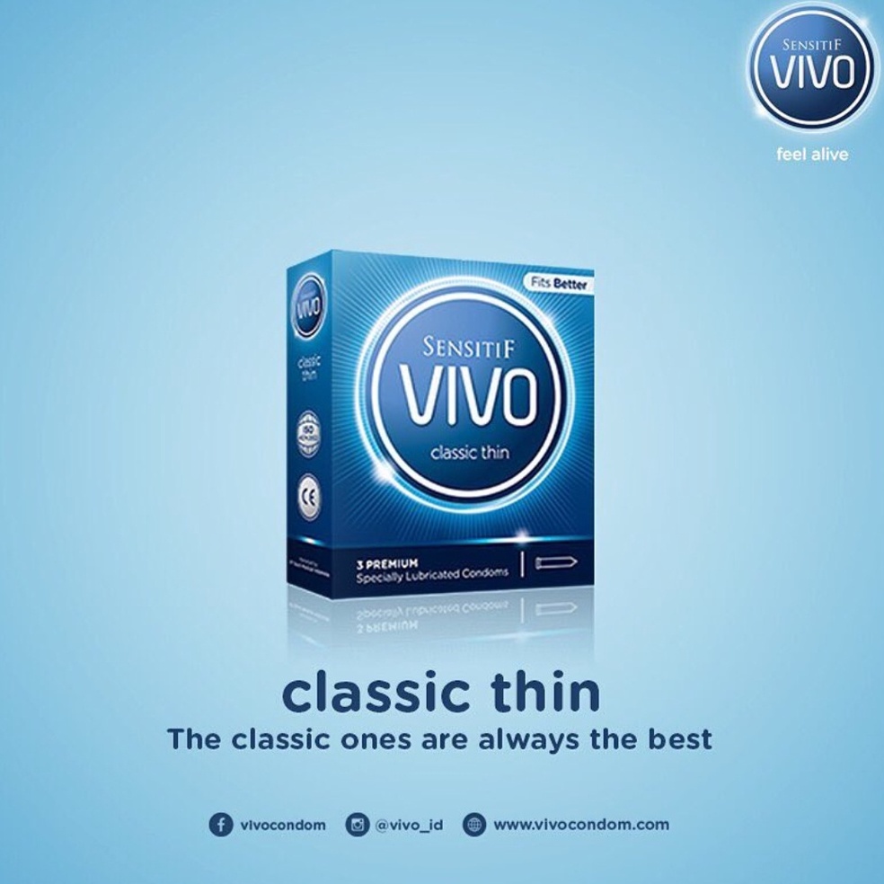 BPOM KONDOM VIVO CLASSIC THIN ISI 3 DAN12 / SENSITIF VIVO CONDOM / SYE