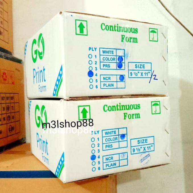 

Kertas komputer /kertas print/continuous form 4 ply merk Go Print - bagi 2 PRS