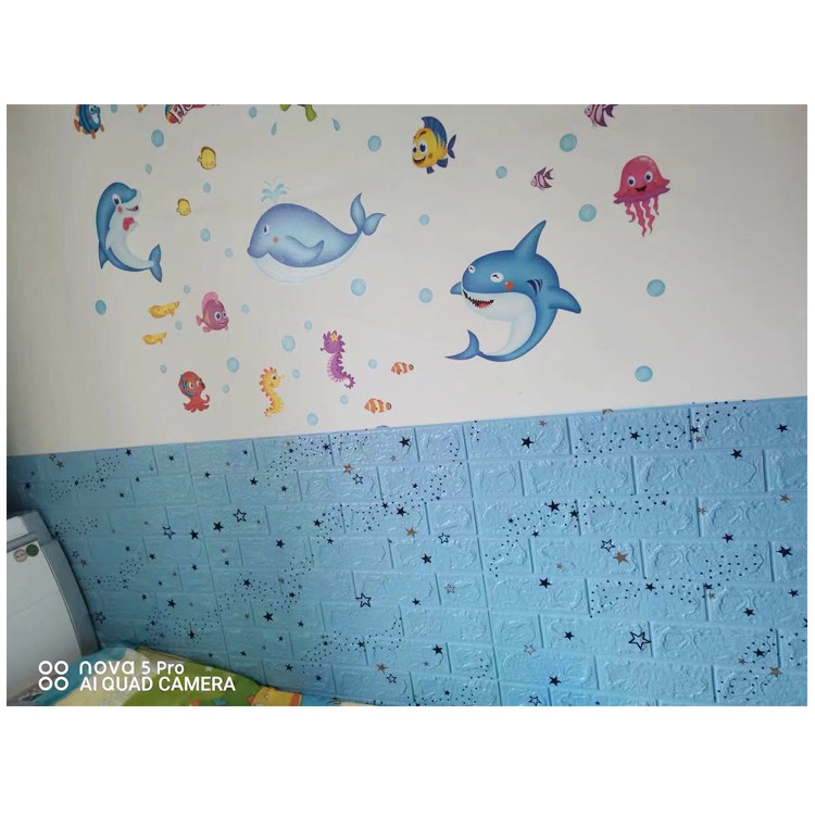 Wallpaper 3D Foam Batu Bata WallSticker Bintang Sticker Interior  70cm x 77cm