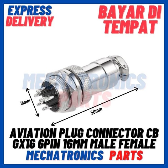 [SOC-9080] AVIATION PLUG CONNECTOR CB GX16 6PIN 16MM MALE FEMALE