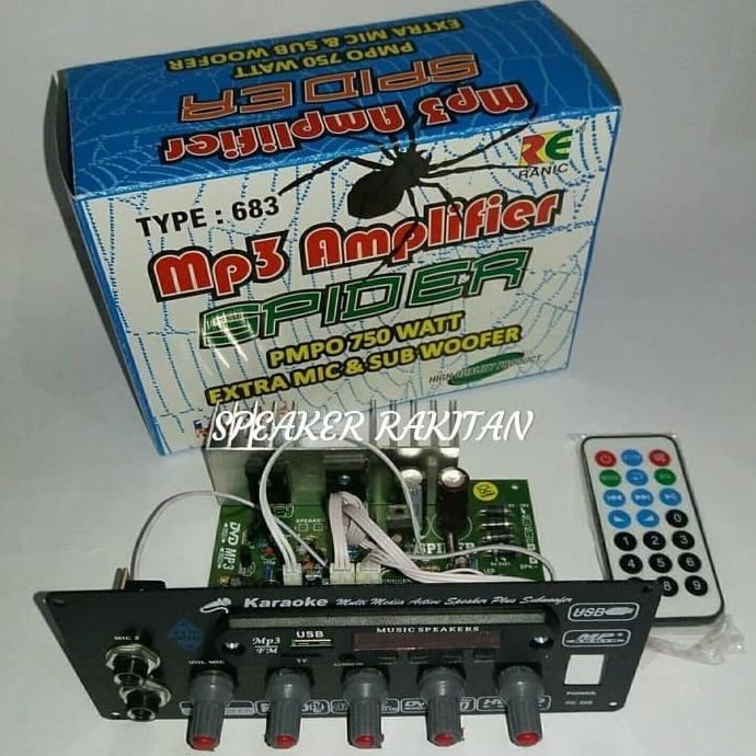 Kit Amplifier MP3 Extra Mic dan Sibwoofer SPIDER 683 .
