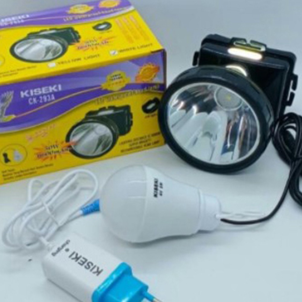 jual Senter Kepala Headlamp Kiseki CK 293A 50 Watt Putih Charger Bonus Lampu