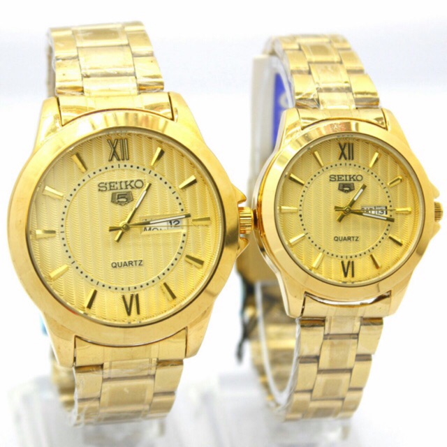 HARGA PASANGAN JAM TANGAN COUPLE SEIKO 5 QUARTZ DAYDATE WATER RESIST