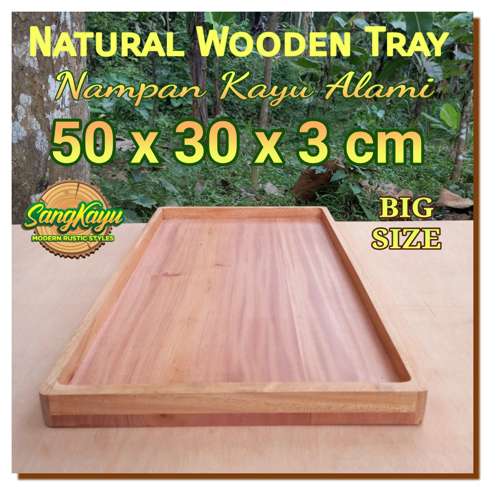 Nampan kayu 50x30x3 cm full kayu wooden tray nampan saji multi fungsi