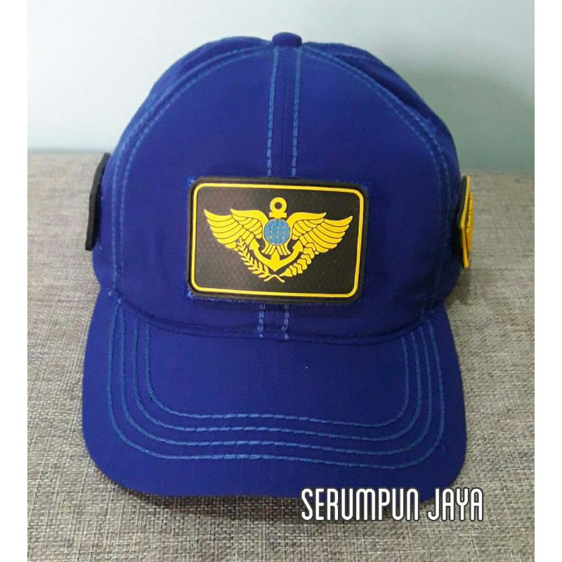 TOPI DISHUB BIRU - TOPI DISHUB 3PATCH VELCRO BIRU