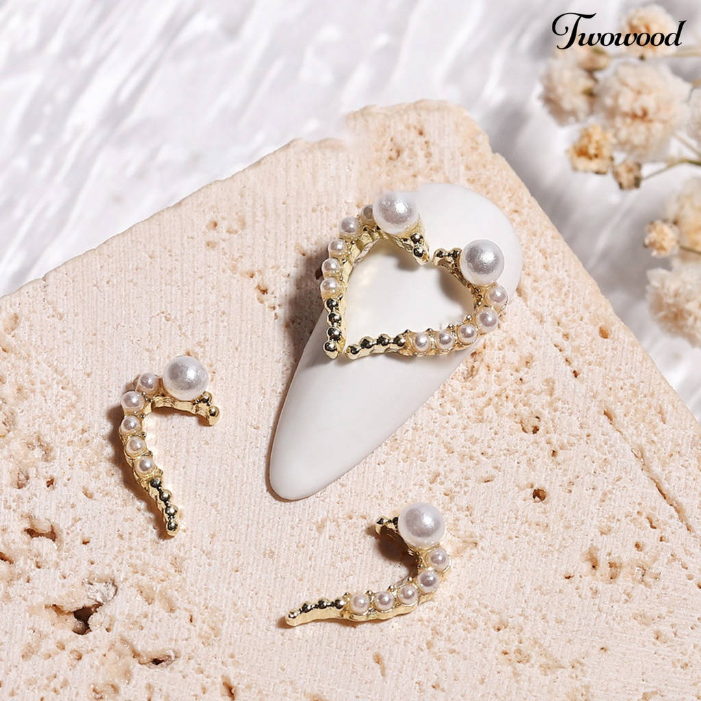 6pcs Berlian Imitasi Bentuk Setengah Hati Untuk Nail Art Charms