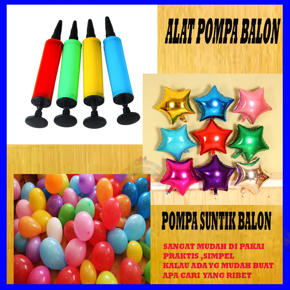 Jual Alat Pompa Balon Pompa Balon Tangan Pompa Suntik Balon Foil Warna Acak Indonesia