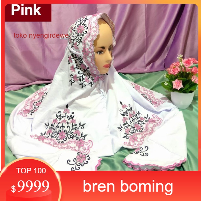 Mukena Polino Dewasa Terusan Motif Bordir Bunga Mahkota/mukena lajuran bordir dewasa/mukena dewasa m