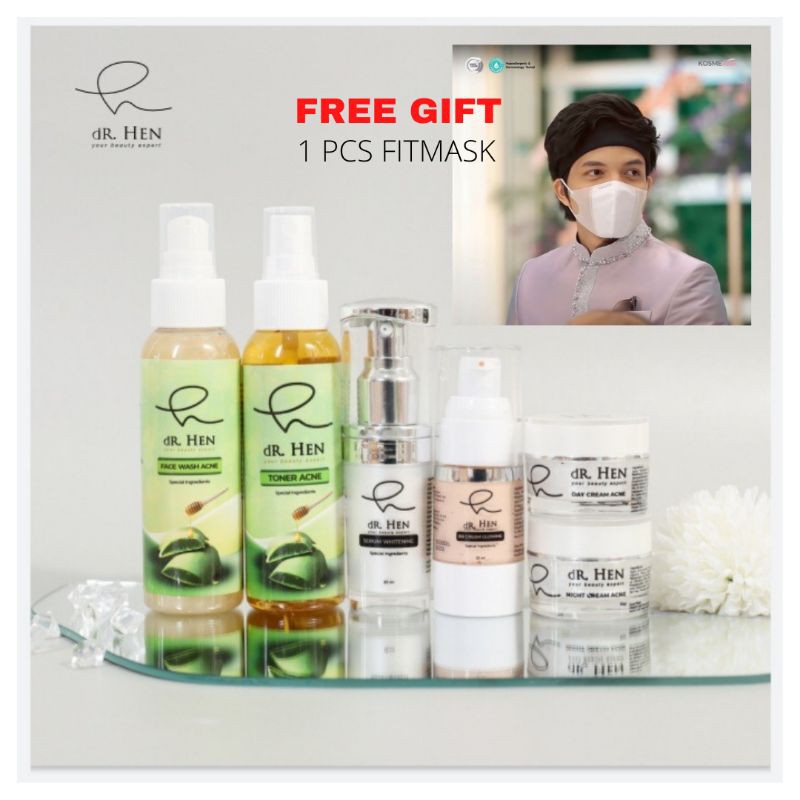 dR HEN PAKET ACNE & WHITENING | dR Hen Clinic FREE 1 pcs FITMASK by KOSMEMASK