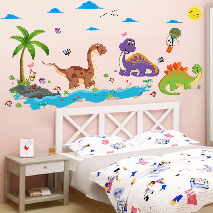 RELIZA WALLSTICKER DINOSAURUS ANAK KIDS PANTAI POHON KELAPA HOME DECOR HIASAN DINDING