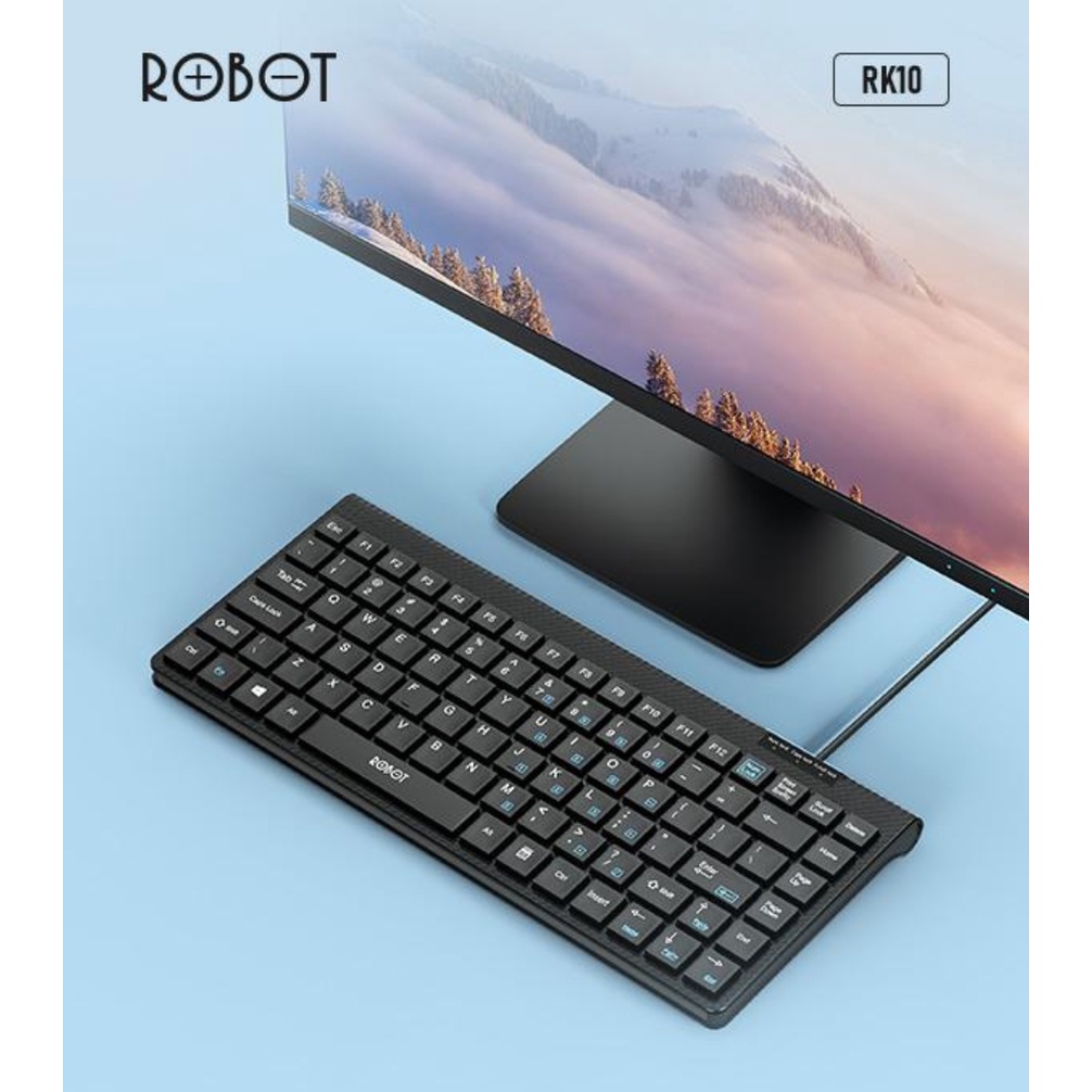 Robot Keyboard Mini RK10 Ultra Thin - Silent Button Portable Mouse Mini USB