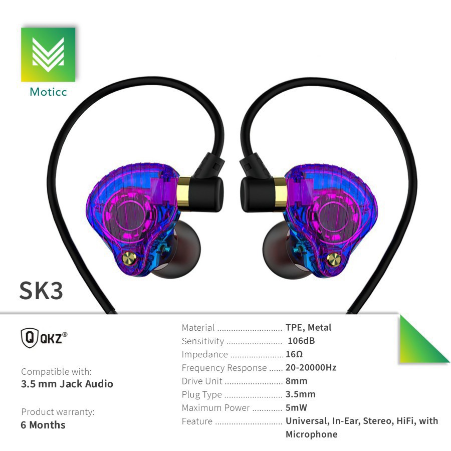 QKZ SK3 with Mic HiFi 9D Stereo Earphone Earbuds for Phone