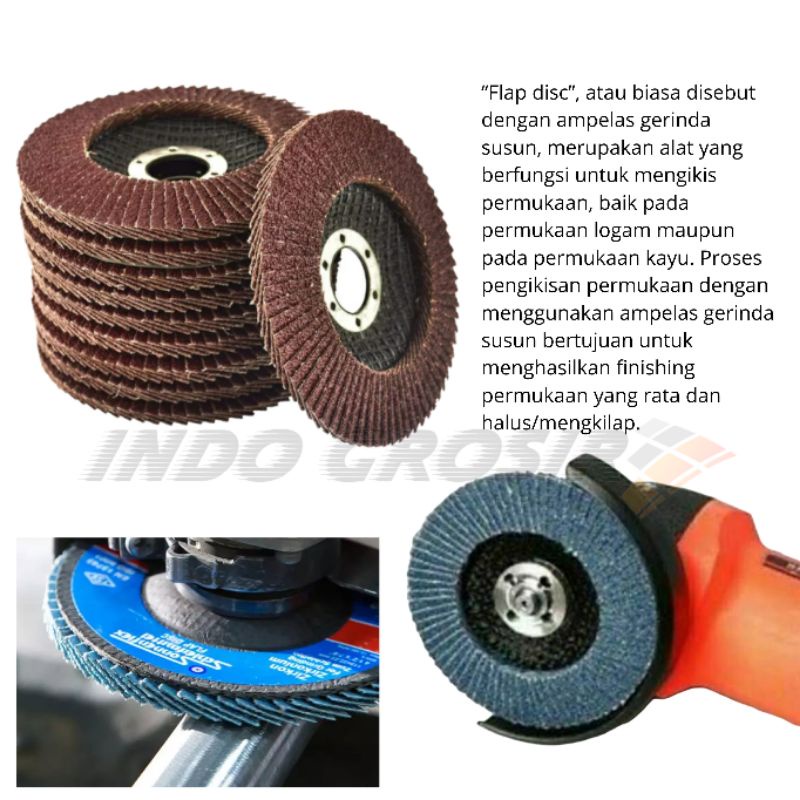 K55 Mata Gerinda Amplas 4 Inch Flap Disc Grade A40 A60 A80 A100 A120 A150 A180 A240 A320 A400 Amplas Tumpuk Susun Bulat