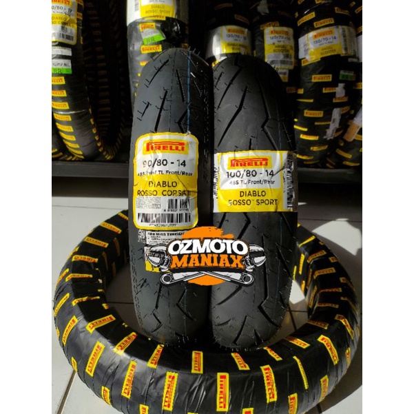 Paket Ban Pirelli Diablo Rosso Corsa 2 II 90/80-14 & 100/80-14 DRSport (Set Ban Vario)