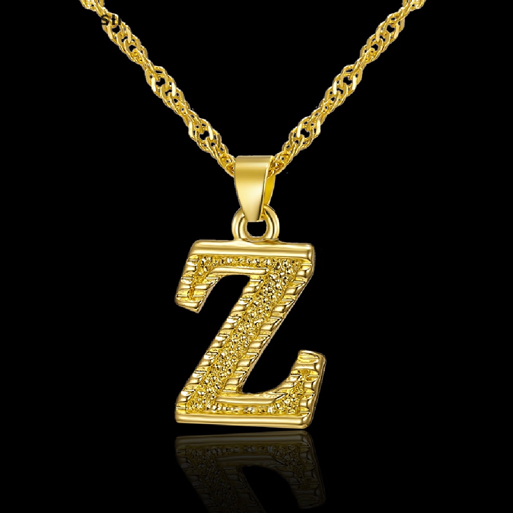 1pc Kalung Rantai Dengan Liontin Huruf A-Z Warna Emas Untuk Pria / Wanita