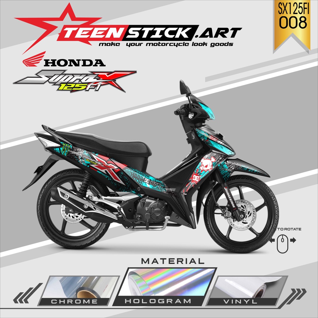 Striping SUPRA X 125 FI- Striping  Variasi  Hologram Chrome Vynil UV Transparant HONDA SUPRA X 125 F
