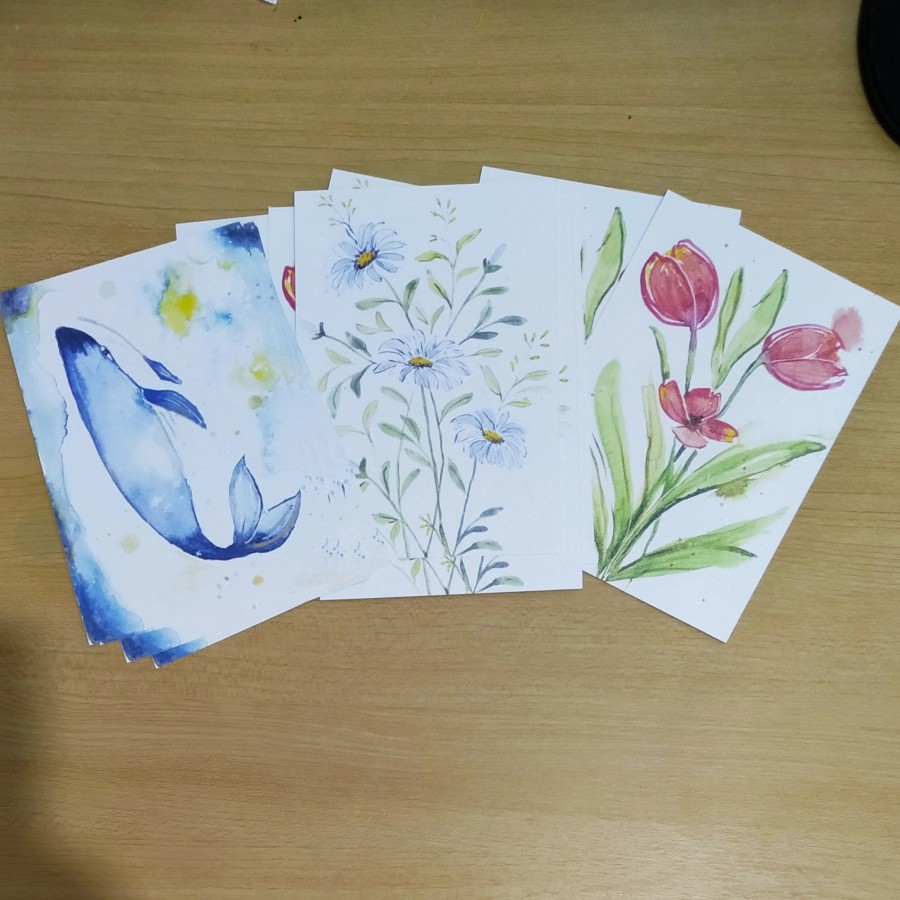 

kartu ucapan water color polos jasmine paper kertas bunga glitter A6 putih silver abu dewasa