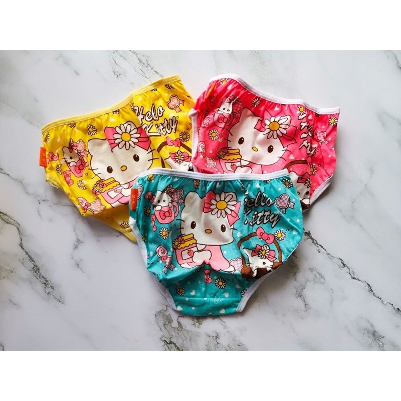 3 PCs Jack junior | Celana dalam anak cewek Katun asli Motif Hello dan kuda pony