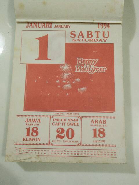 Kalender Harian Tahun 1994 Lawas Shopee Indonesia