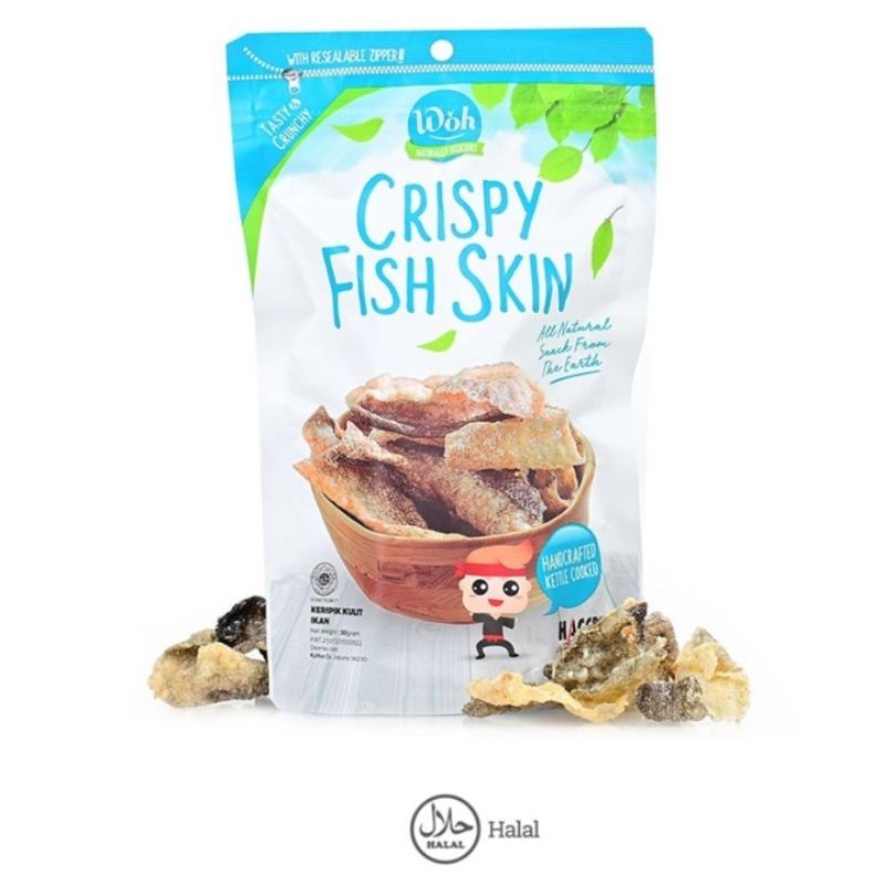 Crispy Fish Skin - WOH Keripik Kulit ikan gurih NON MSG, GLUTEN FREE - HALAL@30gr