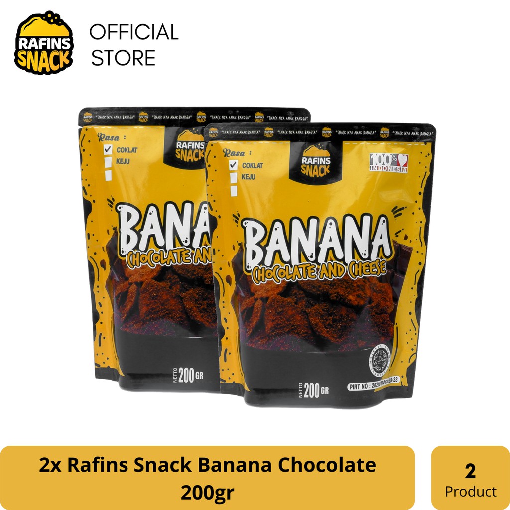 

Rafins Snack Kripik Pisang BANANA CHOCOLATE AND CHEESE 200gr 2 Pcs Cemilan Coklat Keju Jajanan Makanan Ringan Snacks Kerupuk Keripik Pisang Manis Kering