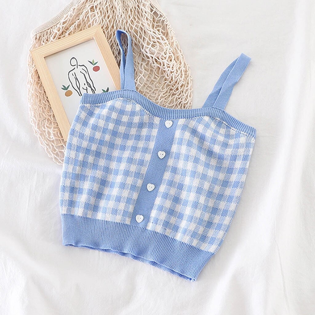 Korean Square Knit Crop Tank Top 5549-8