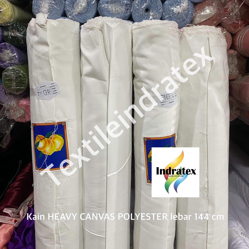 ( per 1 roll  ) kain HEAVY CANVAS POLYESTER kanvas polyester greige grey warna putih beras BW tebal lebar 144 cm bahan tas goodie bag tote bag media printing sublime background foto