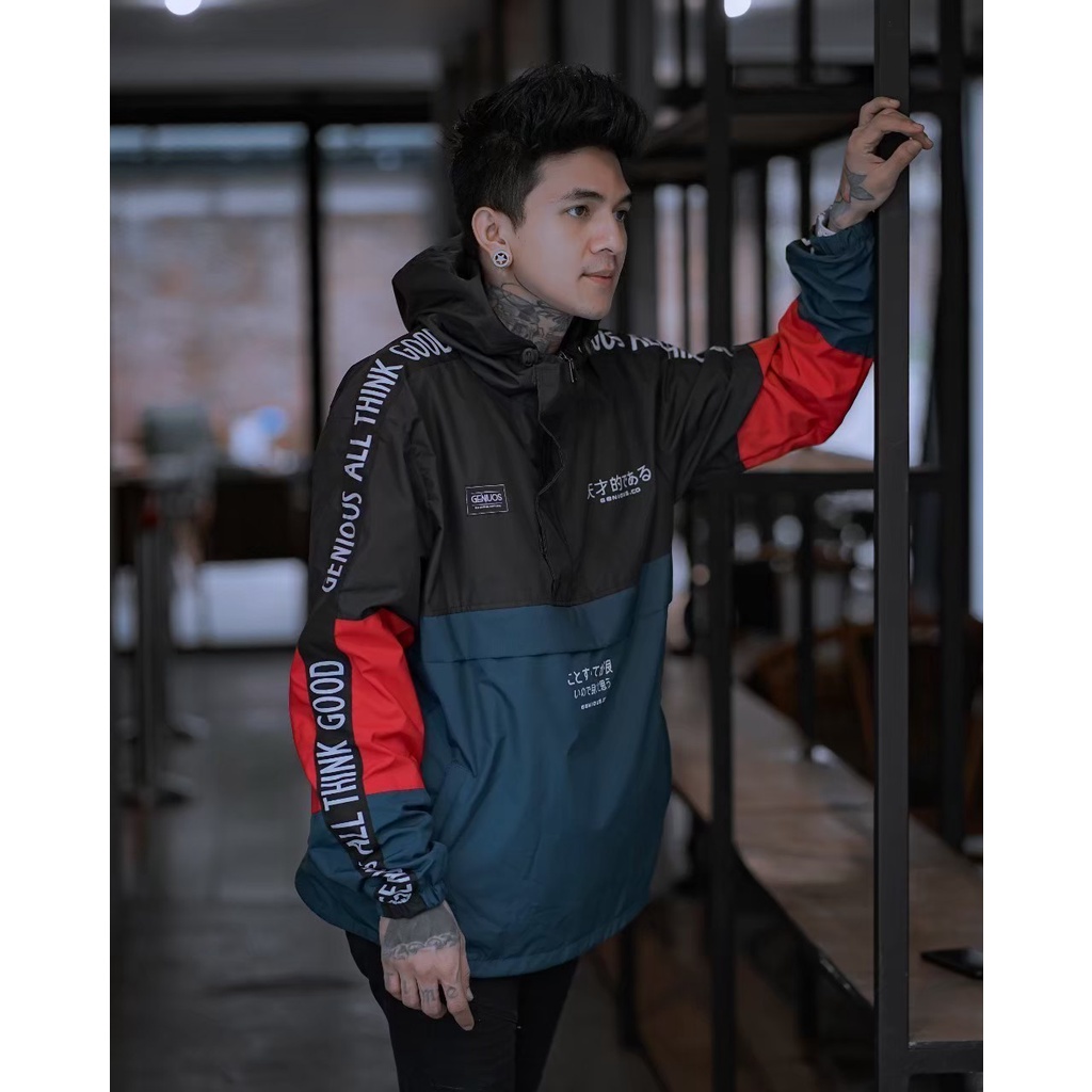 Jaket Pria Waterproof Jaket Windbreaker Genious Cagoule Anti air