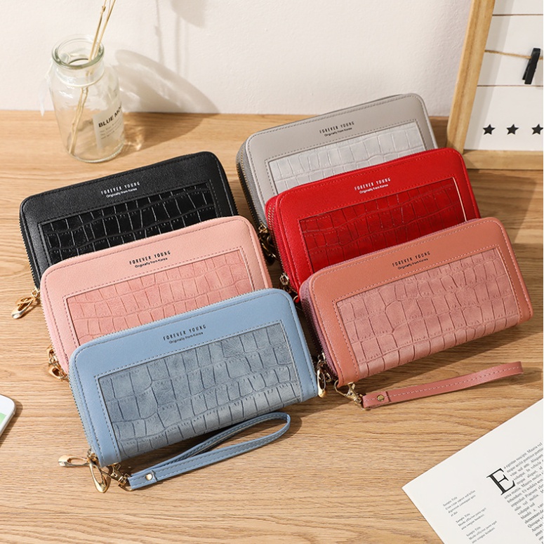 Dompet Wanita Panjang Bahan Kulit PU Leather Premium Ada Tali FY08