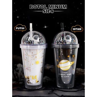 TERMURAH Botol Minum Tumbler Gliter Botol Astronot gelas dengan sedotan BPA FREE-COD