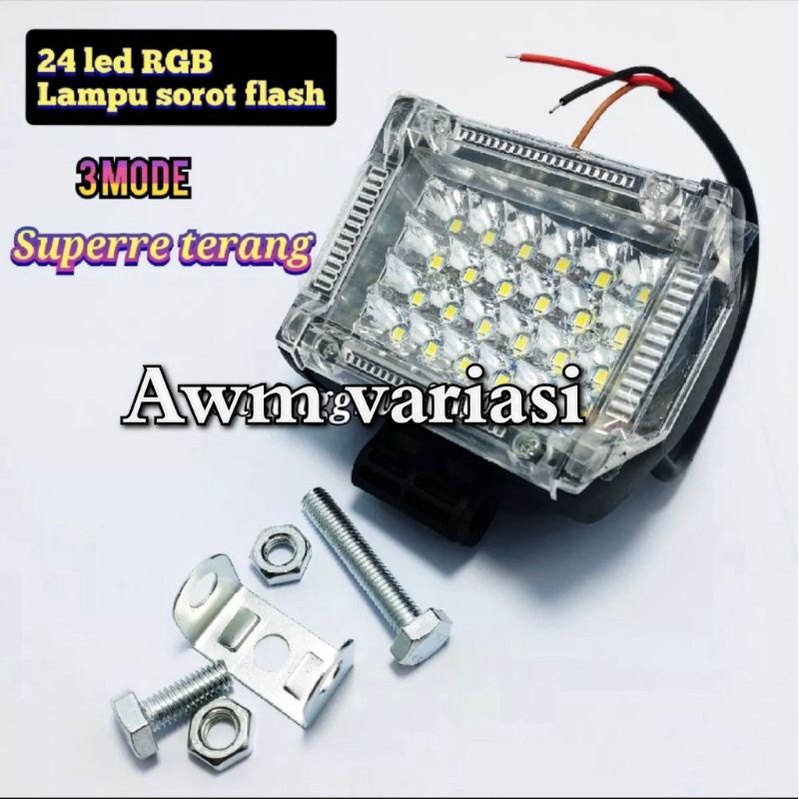 Lampu Tembak sorot LED 24 mata senja 4 mode + breket RX king