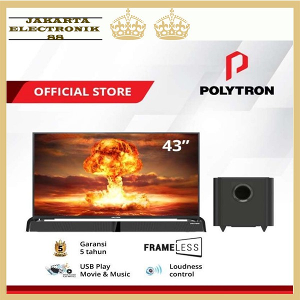 TV LED POLYTRON 43 INCH SOUNDBAR FRAMELESS 43B