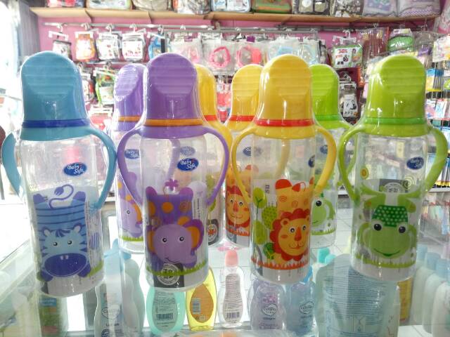 Botol Susu Baby Safe Karaktet Animal Lucu 250 Ml Dengan Pegangan BPA free