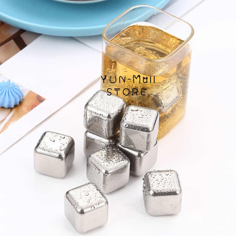 【COD+Dalam Stok+Pengiriman Cepat】Reusable Stainless Steel  8 Pcs Lce Cube Stainless Steel Sus 304 Food Grade Es Kotak Stainles Es Batu Stainless Kotak  Es Batu  （Free Ice Clips For A Limited Time