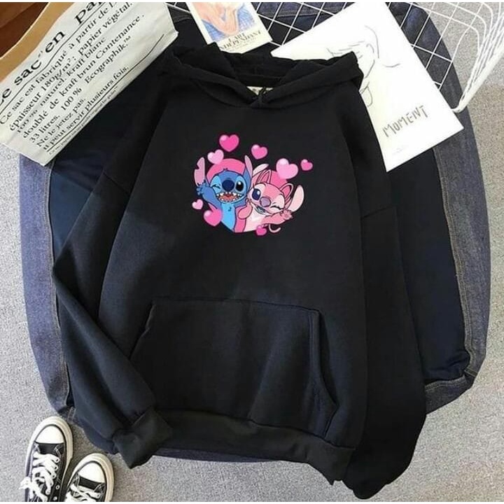 MYSTIQUE.ID-HOODIE BLUE STITCH AND PINK STITCH  LUCU DAN AESTHETIC