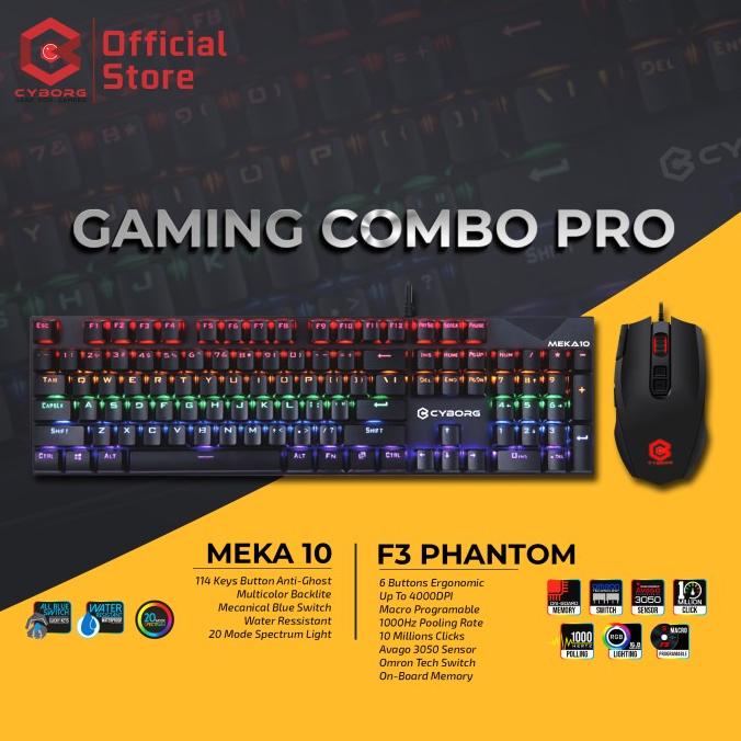 Bundle Combo Cyborg Keyboard Gaming MEKA10 & Mouse Gaming F3 Phantom