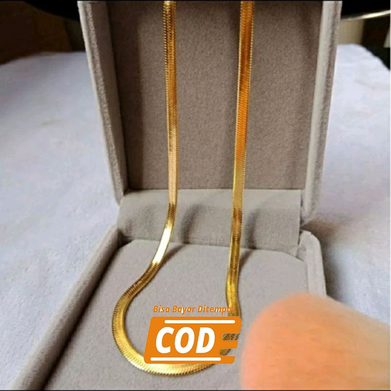 COD!! kalung titanium model casandra pipih untuk pria dan wanita