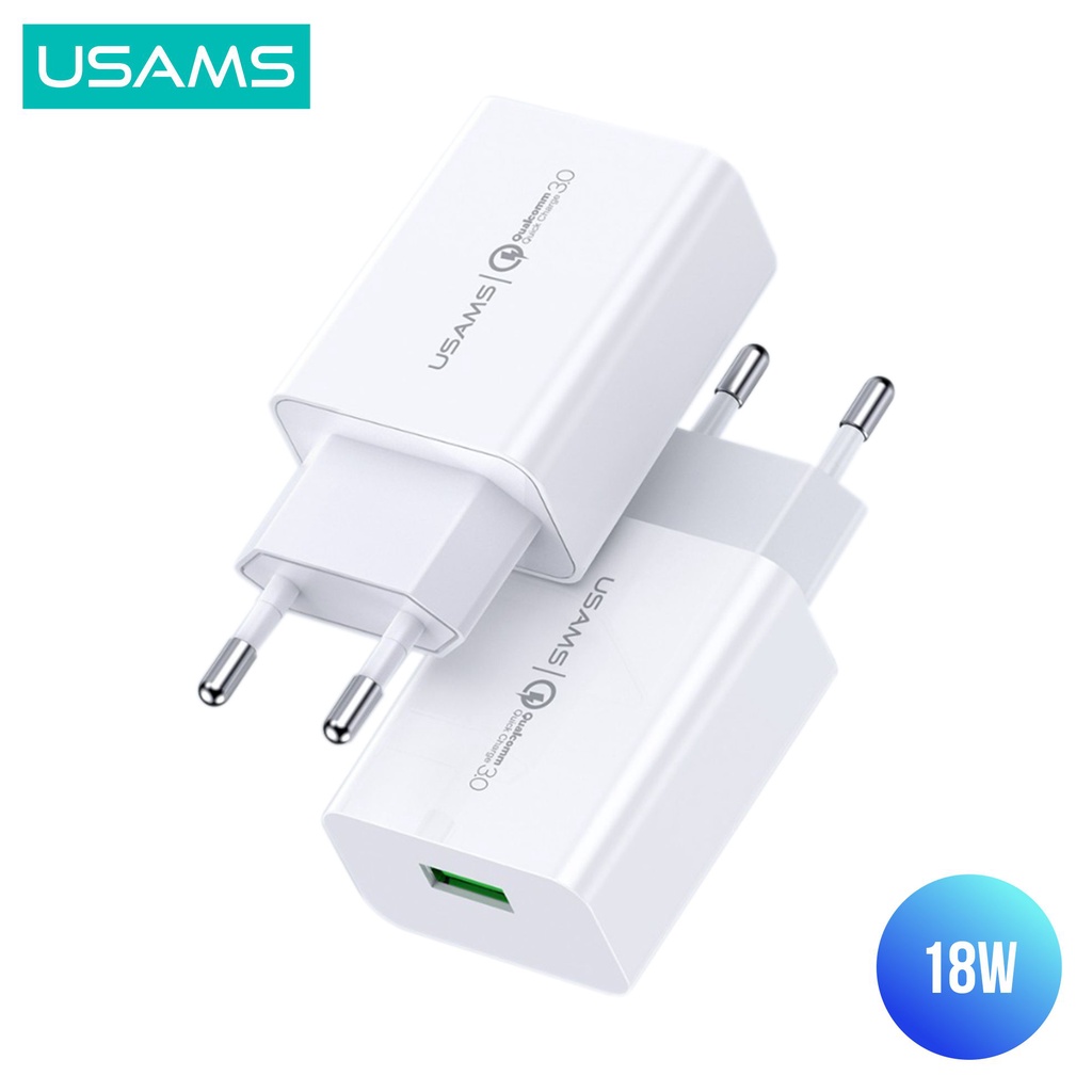 USAMS T22 Adaptor Kepala Charger Fast Charge 18W QC3.0