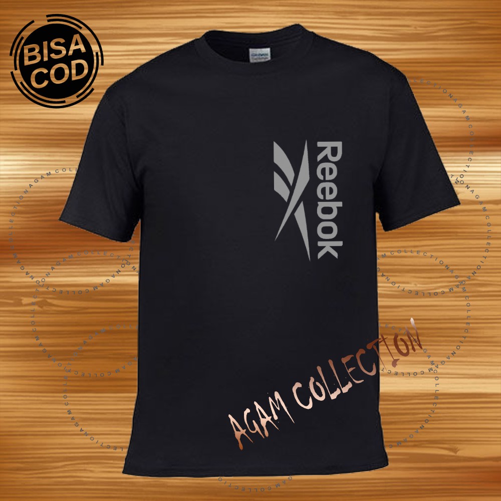 Agam Collection Baju Kaos Distro Rebok RB87 Text Silver Lengan Pendek Premium Quality