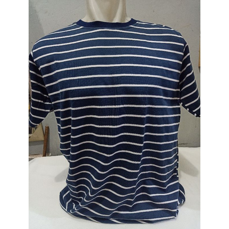 kaos stripe navy putih kecil