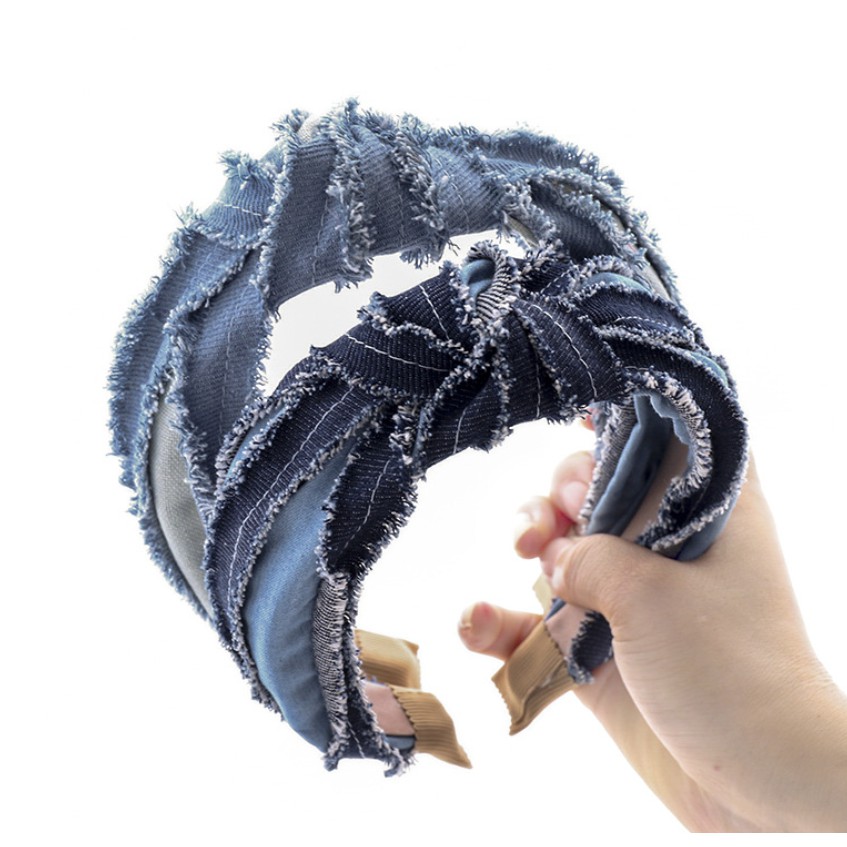 Bando Korea / Bando Wanita / Bandana Wanita / Bando Bandana Denim Broc