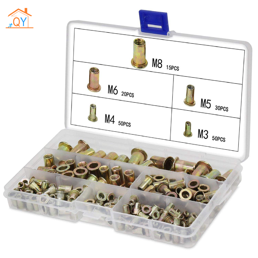 Terlaris 165pcs Plated Carbon Steel Rivet Nut M3 M4 M5 M6 M8 Nut Sert Qyid OW3Dl3t33LVEya