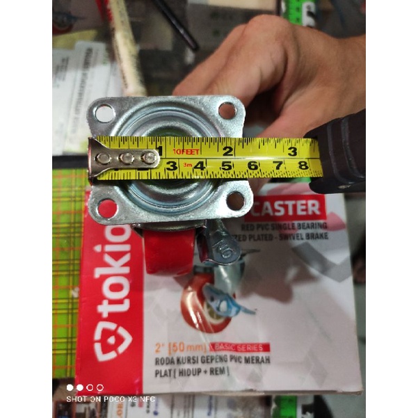 roda merah 2inch kunci /rem 1set (isi 4pc) TOKIO roda gepeng