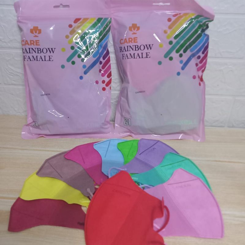 Masker duckbill warna careion / duckbill rainbow isi 50 pcs