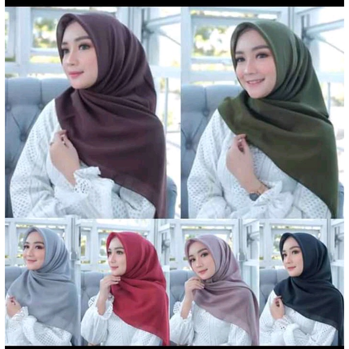 [Bisa COD]Hijab Bella Square / Jilbab Segiempat Polos / Kerudung Muslim