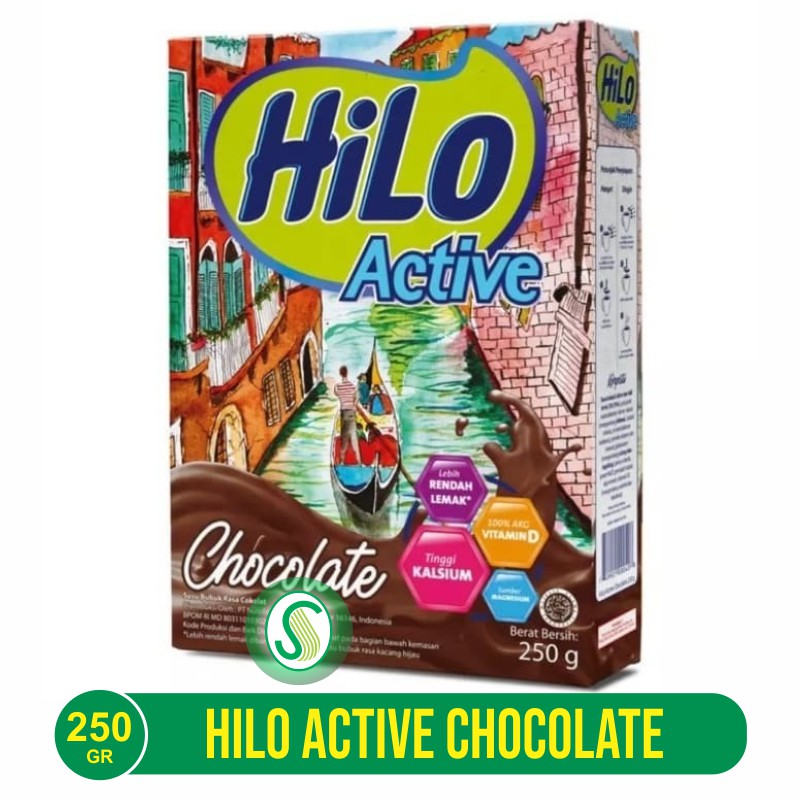 HiLo Active Chocolate 250gr - Susu Tinggi Kalsium Rendah Lemak