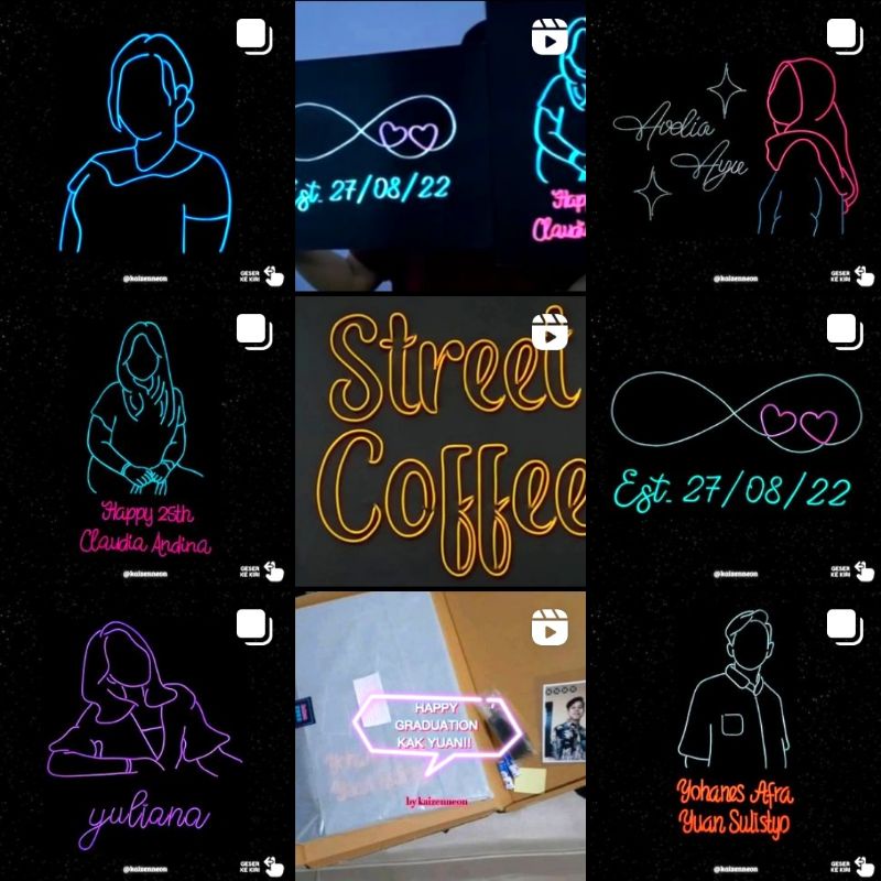 Hadiah Buat Pacar/Wisuda/Ulang Tahun Free Kartu Ucapan Bisa Custom Foto Kanvas Neon Art El Wire Flek