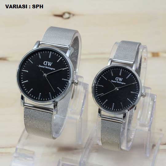 BAJ JAM TANGAN COUPLE DW RANTAI PASIR SILVER PLAT PUTIH / ( 5 WARNA ) JAM TANGAN MURAH / DW019